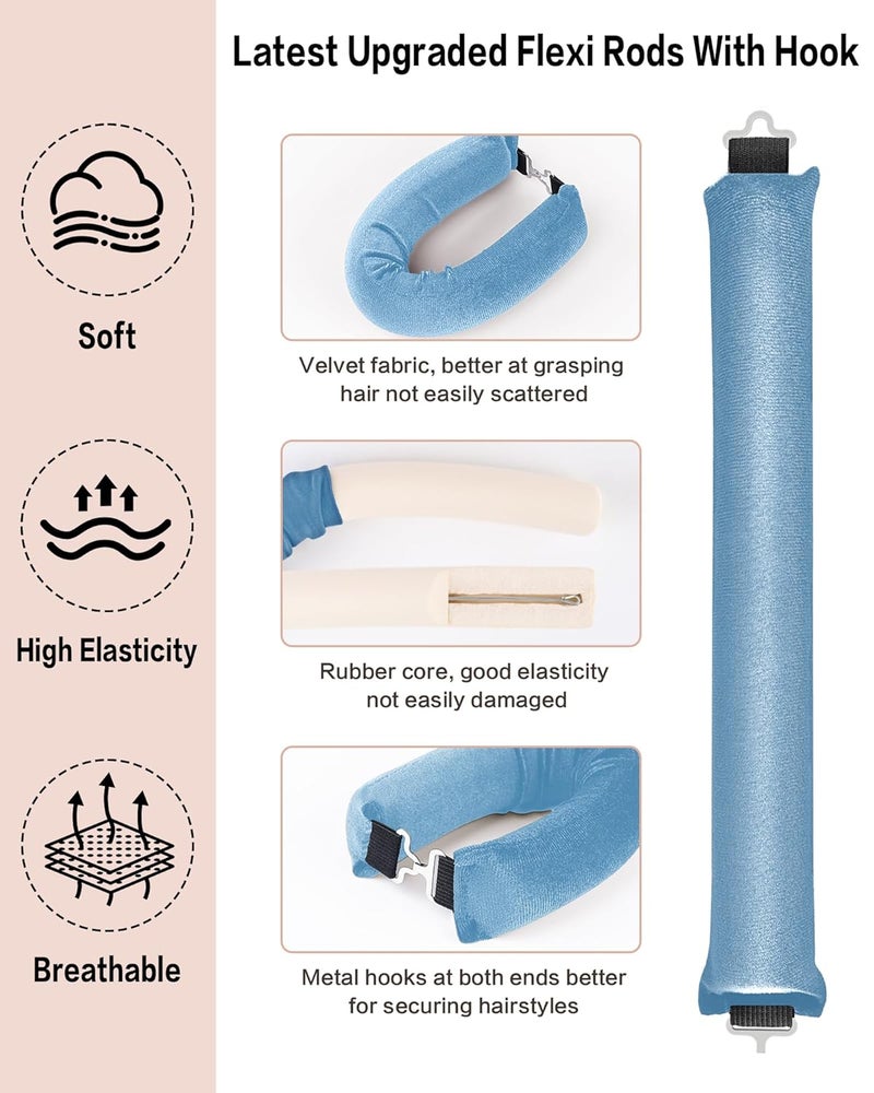 Seritant Heatless Curls Overnight Hair Curler - 4 Pcs Curling Rod to Sleep In, Velvet Hair Rollers with Satin Hair Scarf - Image 4